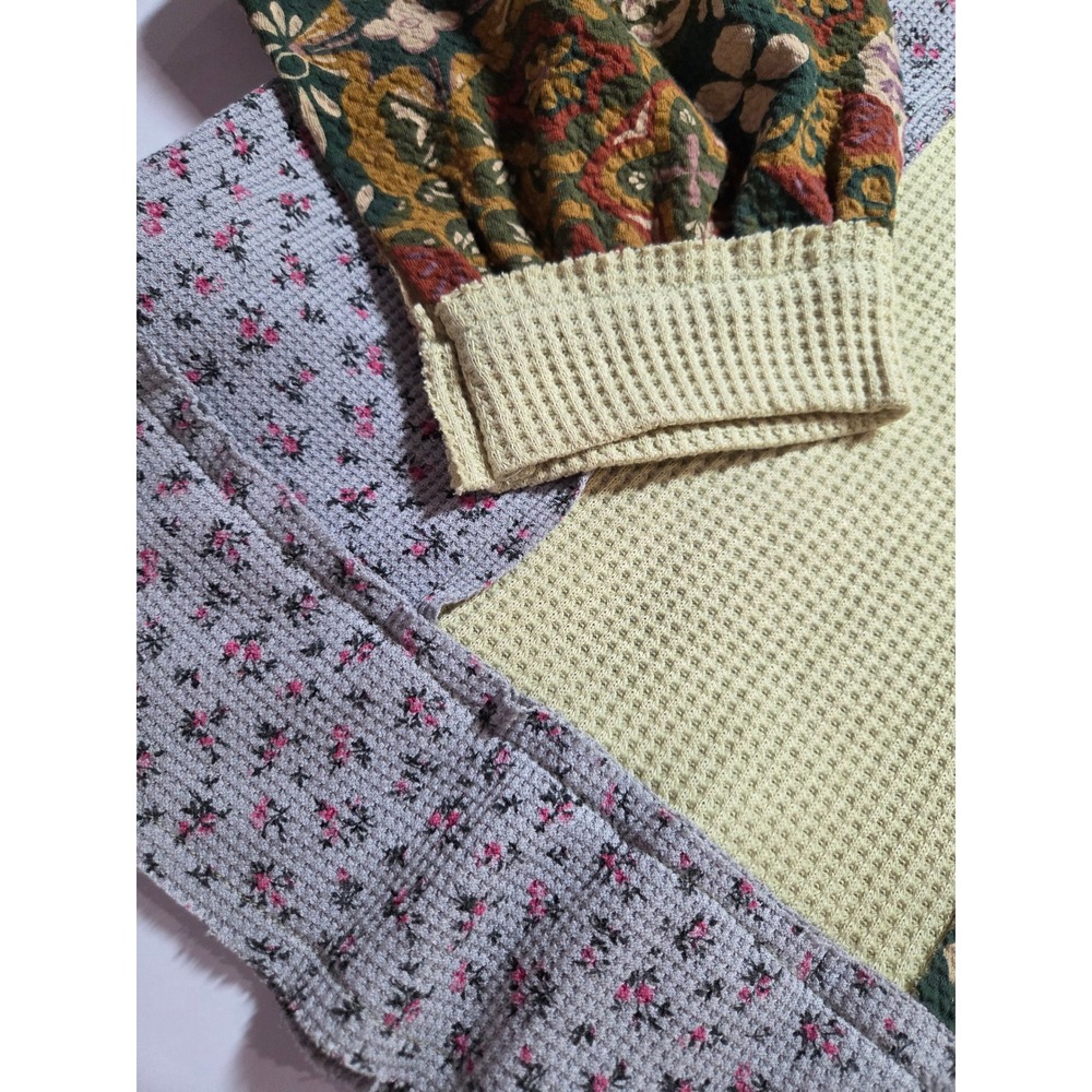 Pol Patchwork Floral Print Pullover Top Waffle Kn… - image 5